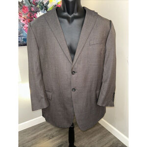 Joseph Feiss 44S Executive Fit Brown Houndstooth Tweed Two Button Jacket